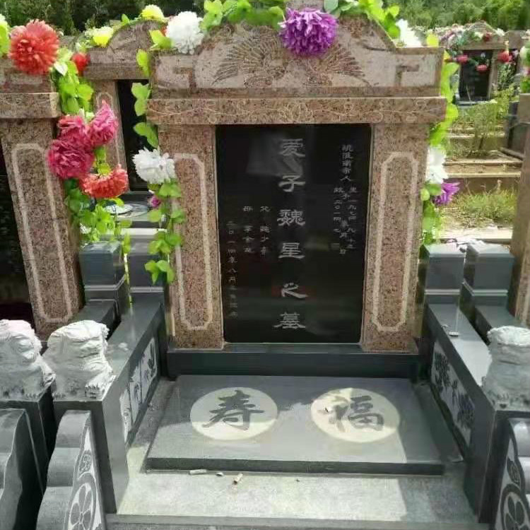 中式传统芝麻黑刻字石墓碑 质地坚硬 不易损坏