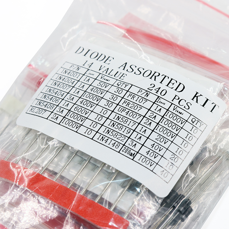 240个14种快恢复整流肖特基二极管组合套装1N5408 5819 4007 4148