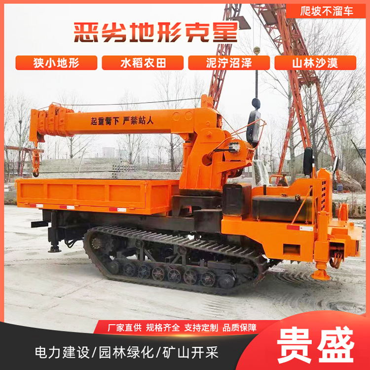 履带车载平板吊 农田吊树苗小吊车 电力建设小型履带式随车吊 贵盛
