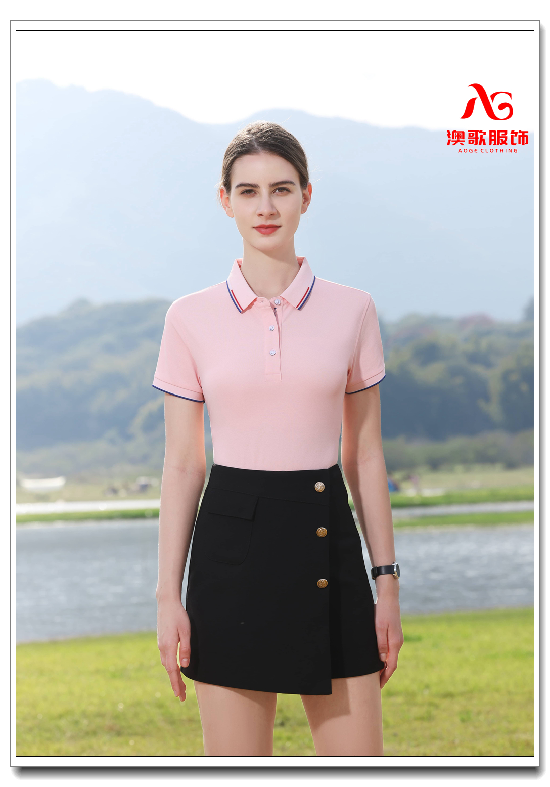 ag33217步步高升款 商务polo衫定制来图定制 企业职工工作服 广告衫