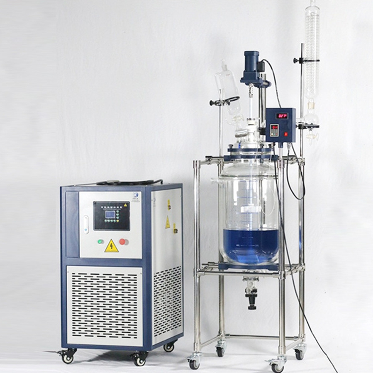 双层玻璃反应釜定制50L1L-100L实验室萃取蒸馏 豫华仪器