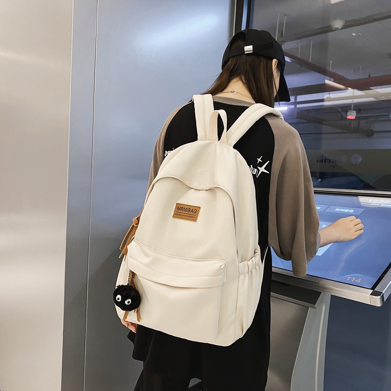 初中生书包女ins风简约休闲纯色背包男双肩高中大学生轻便旅游包