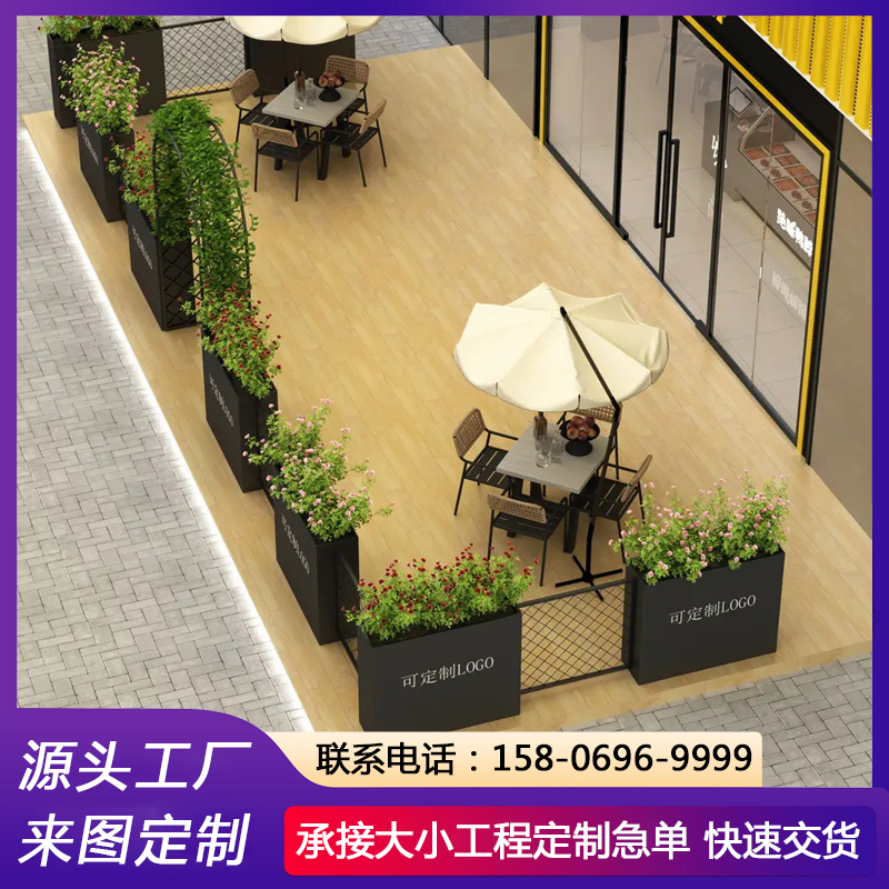 铁皮花箱 商业街绿化隔断花坛 道路护栏花槽 防腐耐用