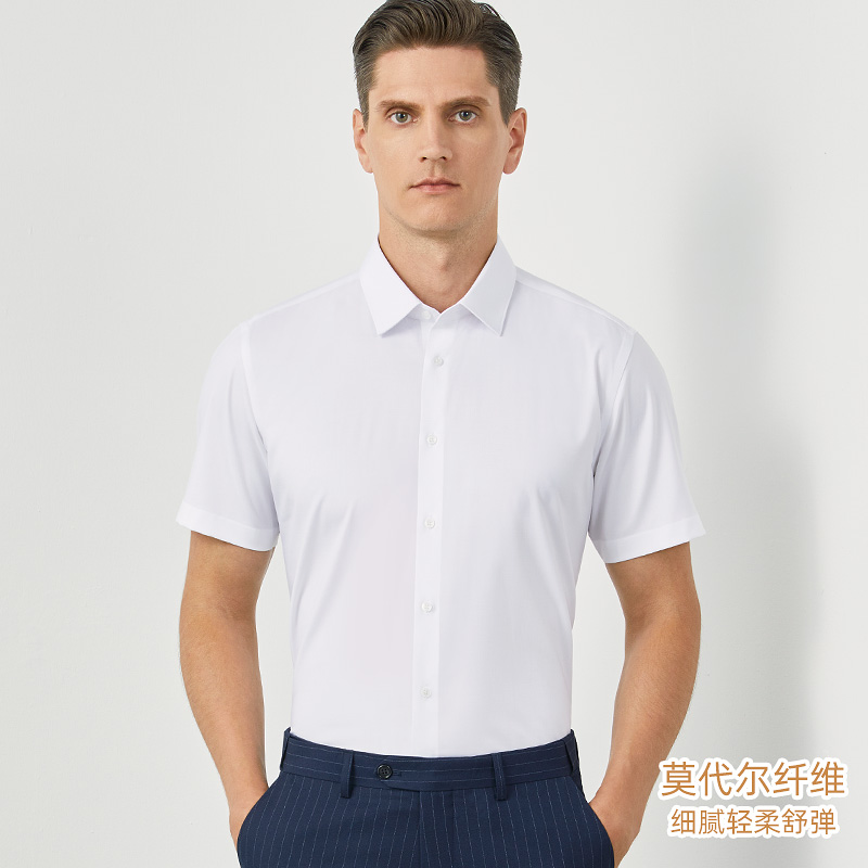 澳歌服饰天然莫代尔纤维面料短袖衬衫员工统一制服