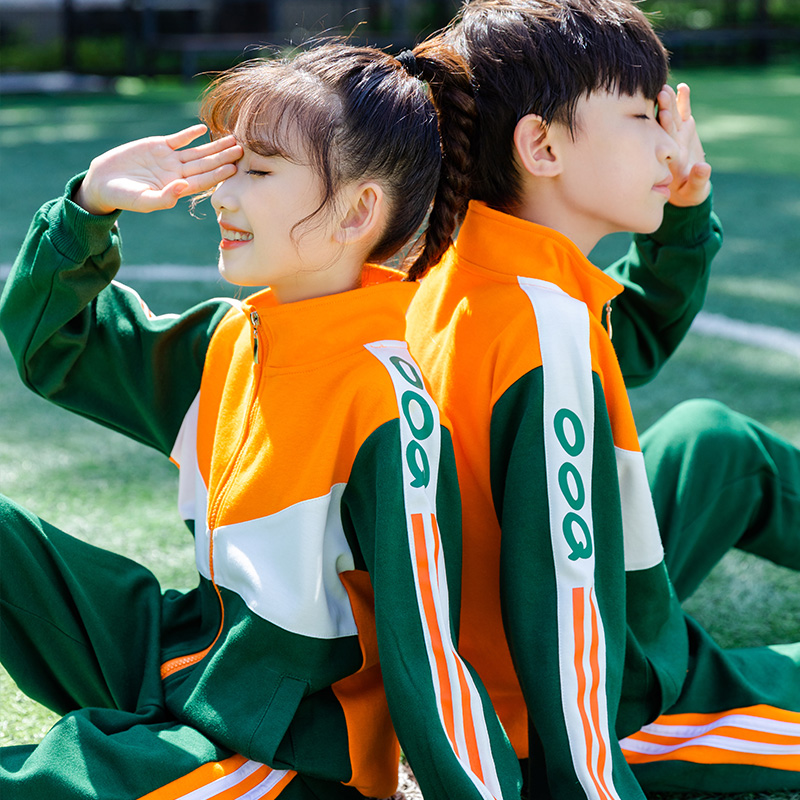 春秋中小学生长袖校服校徽logo数码印正规服装厂加工定制生产