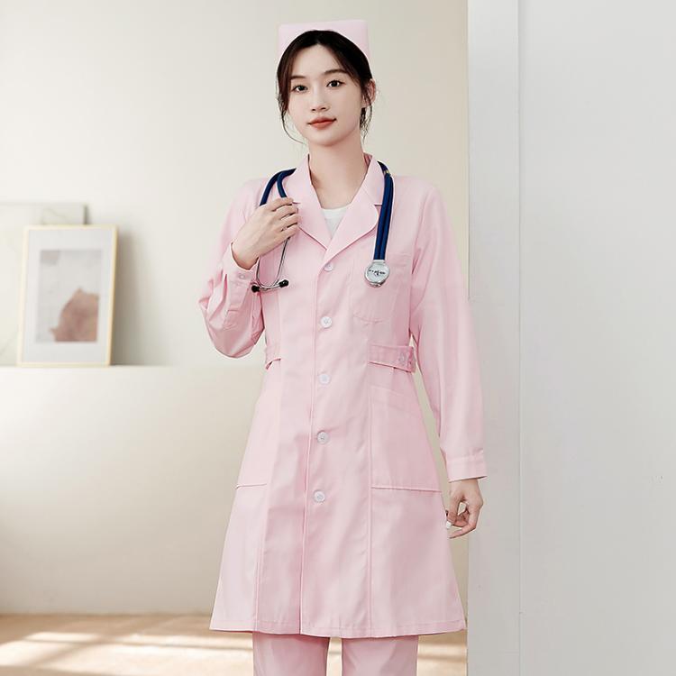 护士服夏季装短袖女圆领白大褂长袖薄款粉色娃娃领工作服套装制服