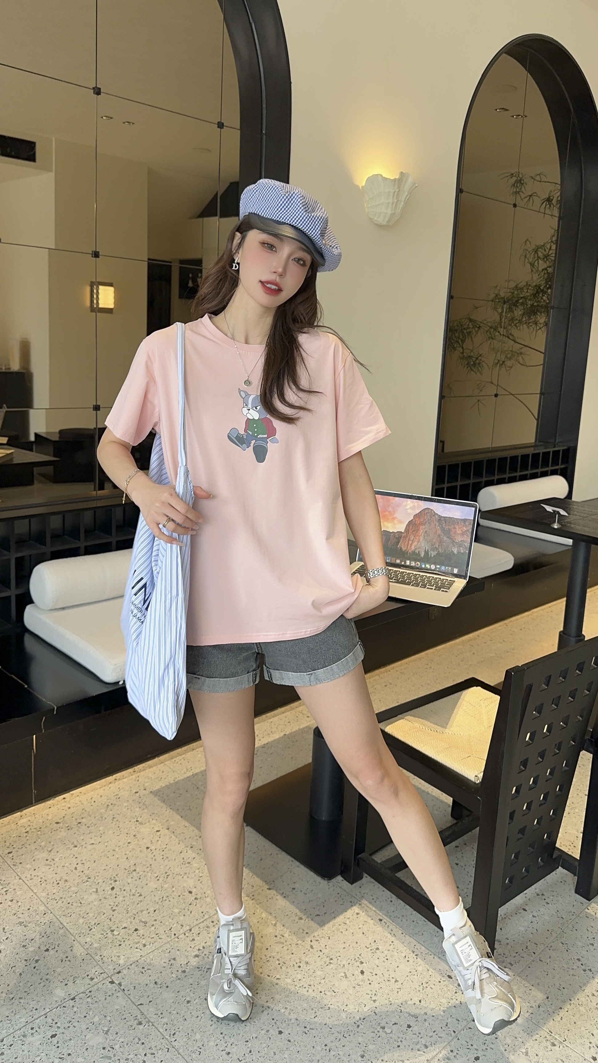 78009 便宜短袖T恤韩版女式上衣休闲大码女装纯棉半袖圆领t恤
