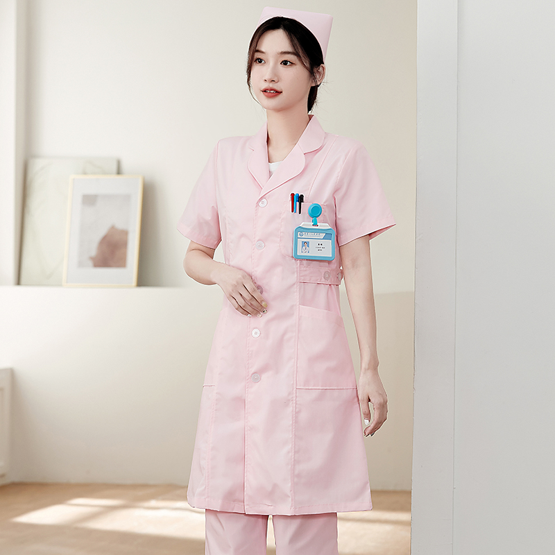 美斯尼护士服长短袖医师服娃娃领粉色医院药店女护士工作服批发