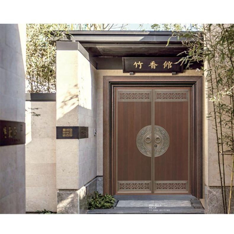 爱唯铜艺新中式院子纯铜门 焊接工艺定制铜大门