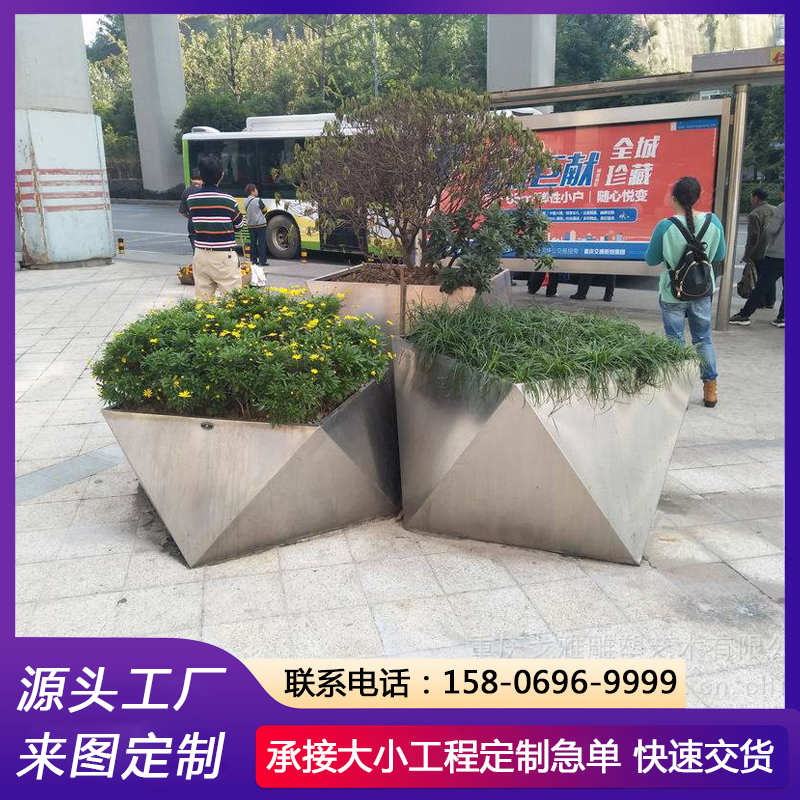 创意铁艺花箱 咖啡店室外花槽 交期准时 市政景观绿植隔断
