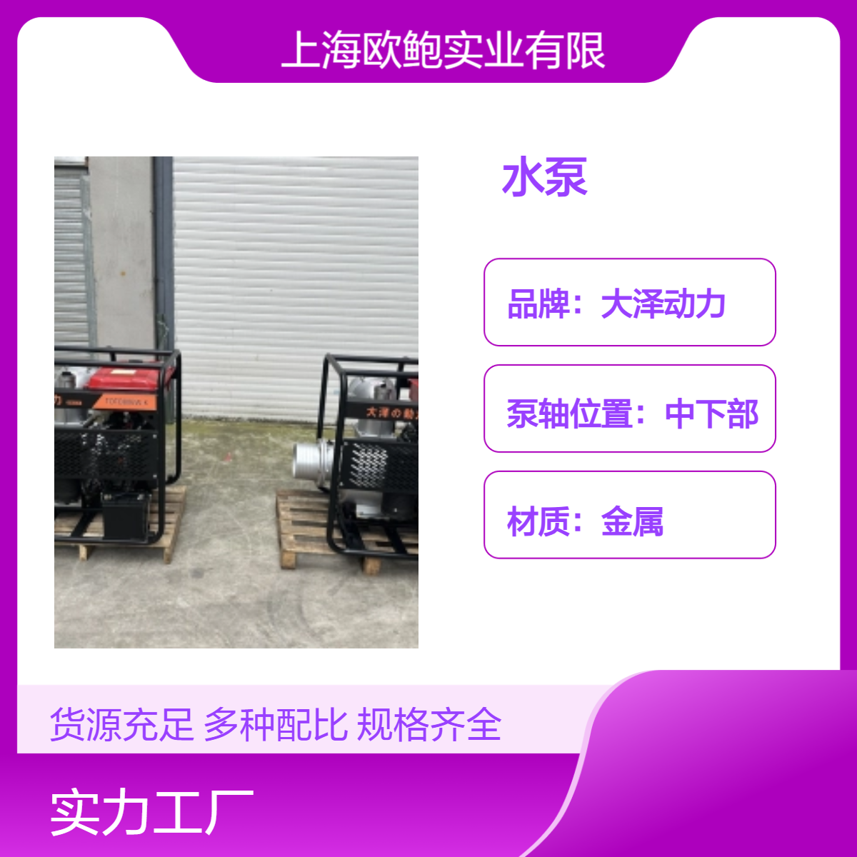 大泽动力8寸汽油水泵大口径足流量，TOTO80EW，应急排涝，定制款