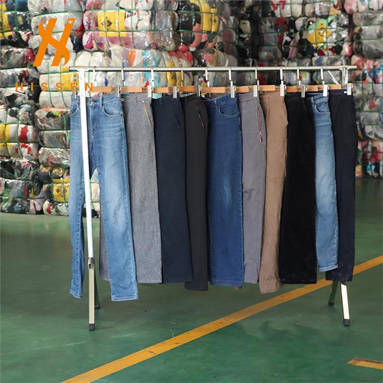 广州工厂旧衣服供应二手男士厚牛仔裤出口中东used clothes