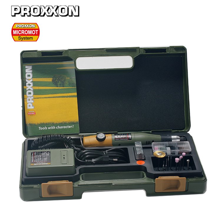 德国PROXXON迷你魔钻磨机套装 送电源磨头及工具箱