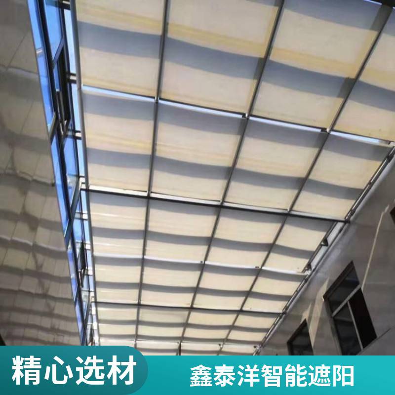 玻璃顶遮阳棚 折叠式室内天棚帘 电动遮阳帘厂家