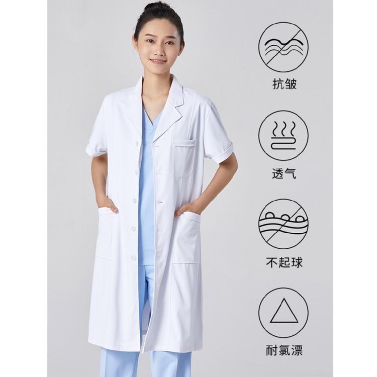 医院短袖白大褂 医生服定制夏季薄款白大衣源头工厂