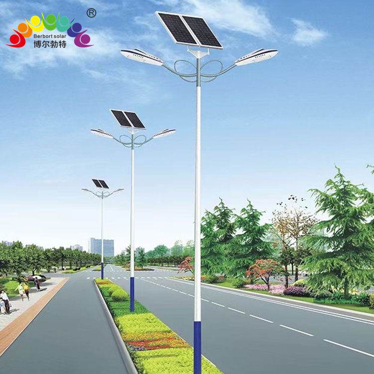 博尔勃特LED中国结太阳能路灯 市政道路照明双臂路灯杆厂家