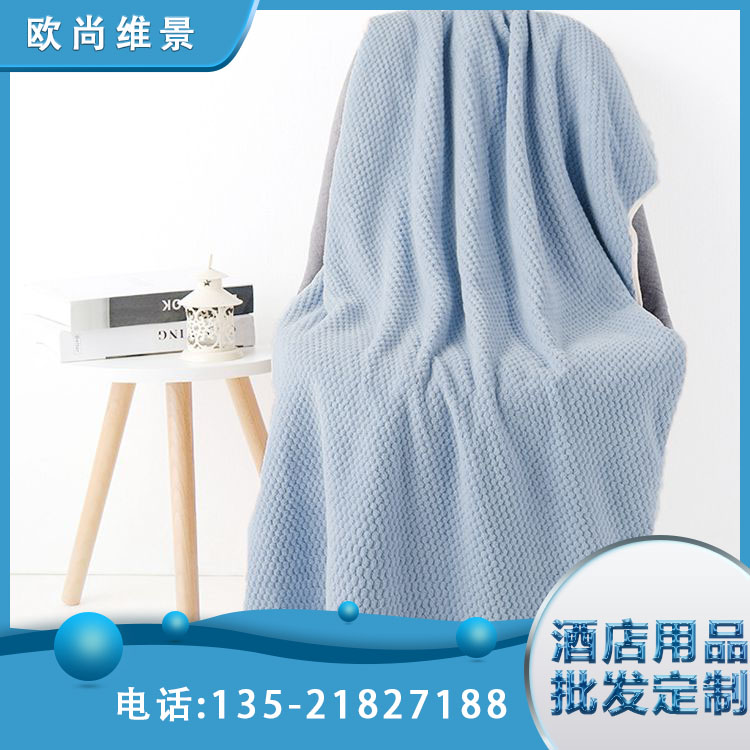 亲肤加厚加大 纯棉白色印花 酒店毛巾浴巾 欧尚维景 可定制logo