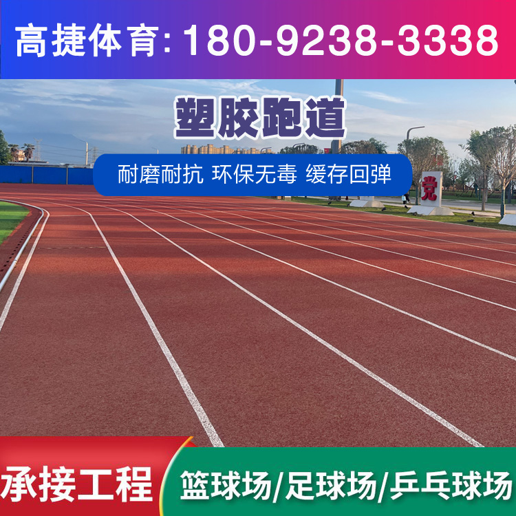 塑胶跑道材料厂家包工包料自接纹混合型预制型跑道13mm全塑型