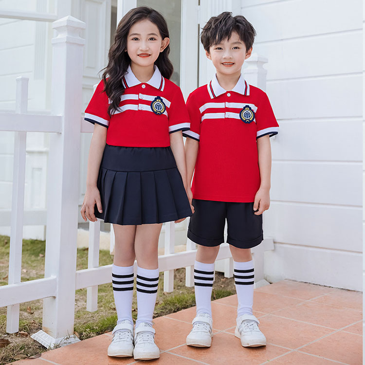 夏装幼儿园园服 小学生学院风校服 团队亲子运动服装批发