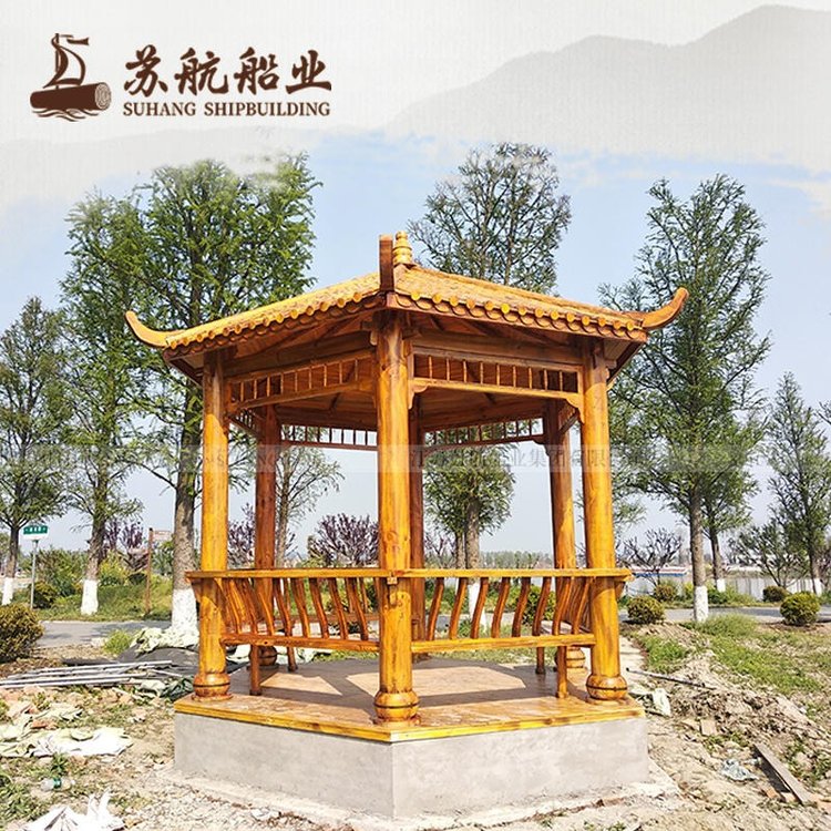 苏航牌防腐木亭子 仿古六角凉亭 定制四角木亭