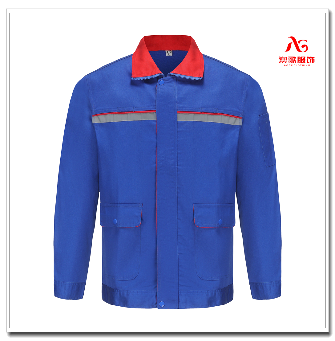 Ag1901翻领反光条防静电工作服定制公司企业员工服装可加logo