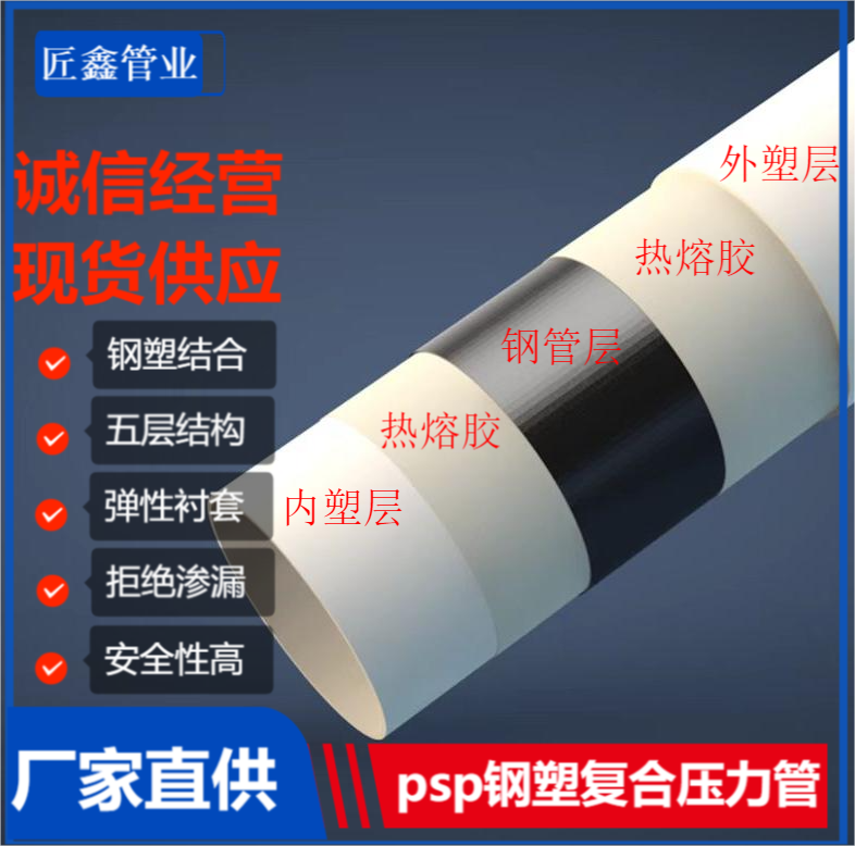 psp钢塑复合压力管 电磁熔、双热熔管件 PSP钢塑管