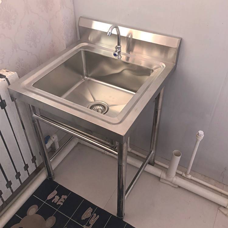 带盆架宿舍洗漱池不锈钢水槽焊接式脸盆架一体式洗手池按米定制
