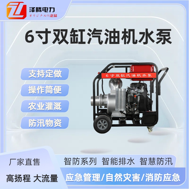 6寸双缸汽油机水泵 ZT150MQ-2 智防 应急能力提升工程基层防灾项目