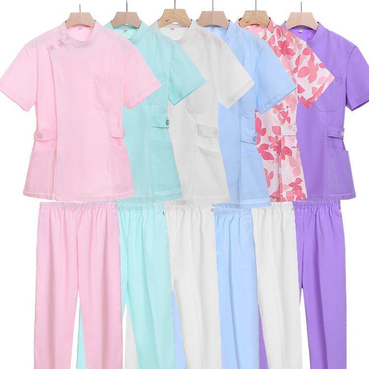 美斯尼新款护士服 偏襟分体碎花医护工作服优质供应工厂