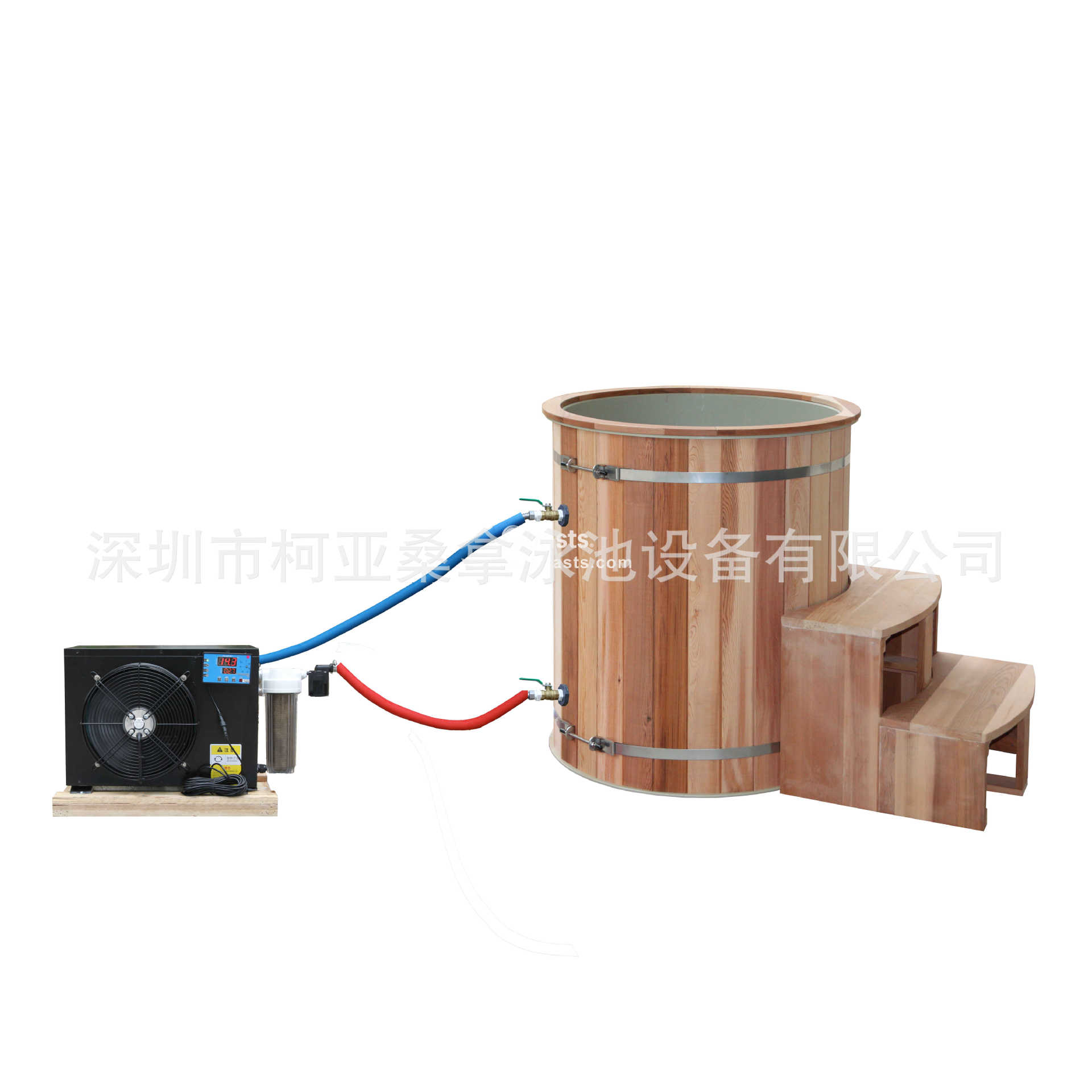 柯仕 木制户外冷水浴缸冰桶圆形单人冰浴桶冷热机两用