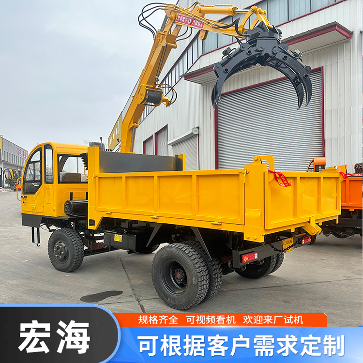 抓木运输一体车 四驱随车抓运输车 农用车旋转带抓具 宏海