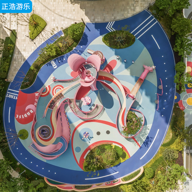 景区无动力儿童乐园 公园小区户外游乐设备 大型非标不锈钢滑梯组合