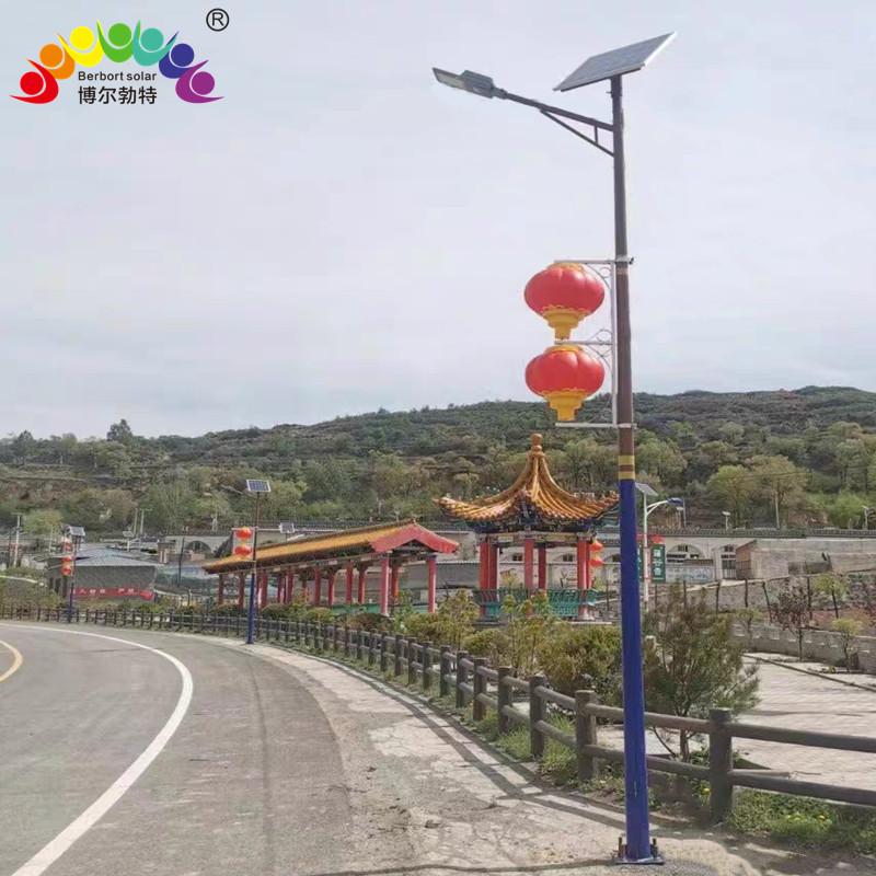 博尔勃特三连串LED灯笼灯箱道路照明中国结太阳能路灯厂家批发