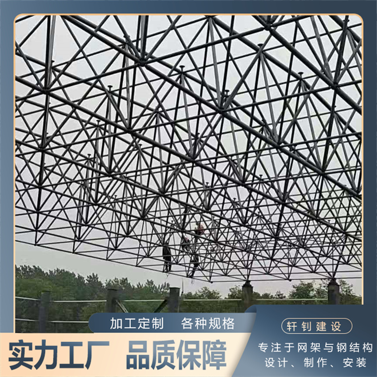轩钊 煤矿电厂螺栓球型网架 大跨度球形钢网架生产加工 支持设计定制