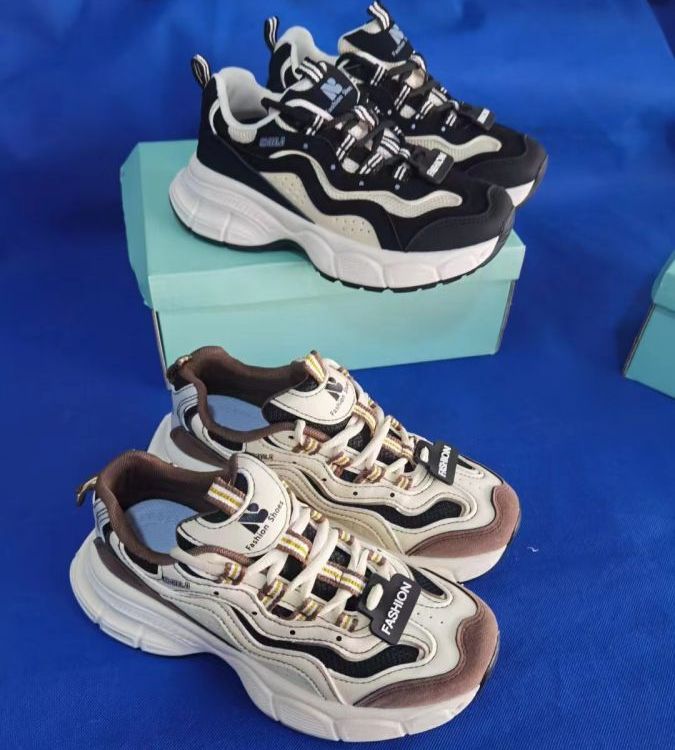 厂家批发厚底老爹鞋女拼色百搭休闲运动鞋地摊直播外贸一手货源