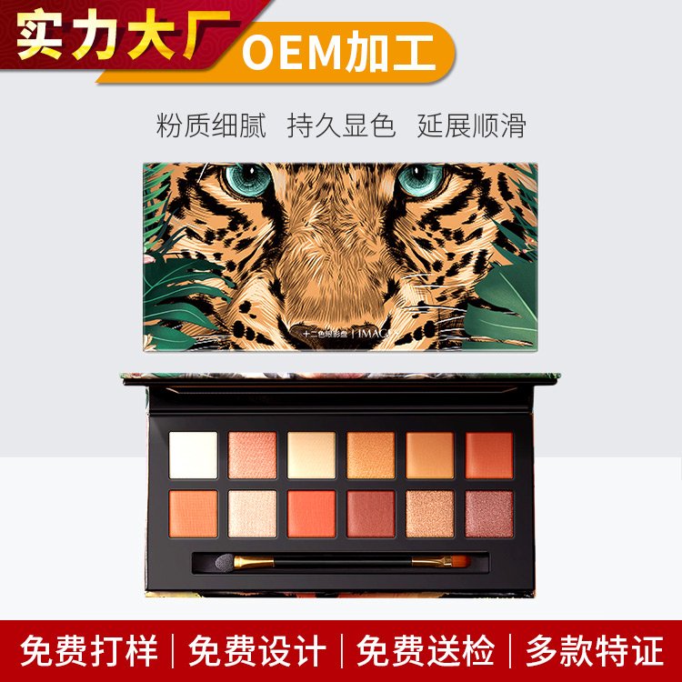 变色龙多色眼影盘定制 哑光珠光闪粉持久显色12色眼影彩妆加工厂家