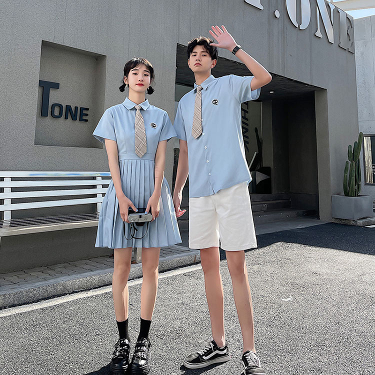 学生班服JK制服夏季新款连衣百褶裙男衬衣套装表演服