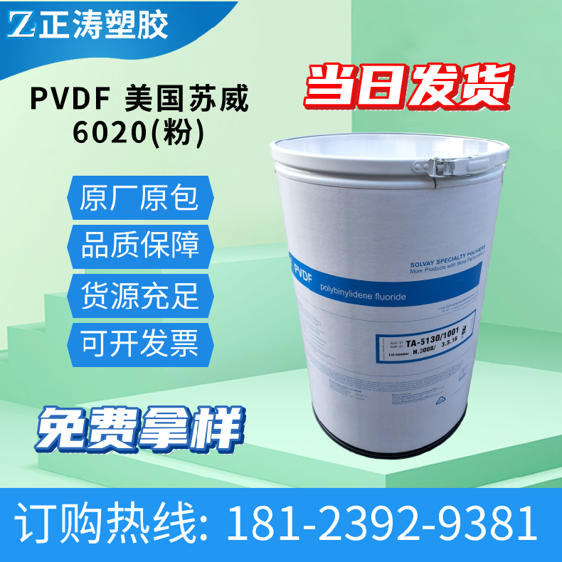 PVDF 美国苏威 6020(粉) 超高粘度 隔膜 电池通用塑料原料现货