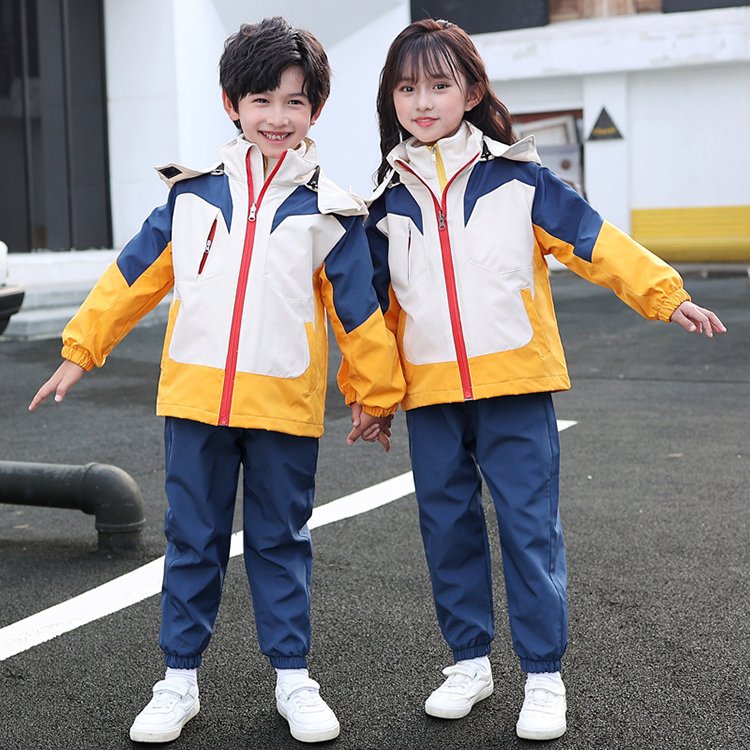 小学生冲锋衣校服套装 秋冬一年级儿童班服三件套春秋款订做