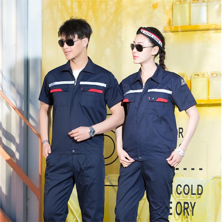 珀尔雅 夏季短袖 带反光条防静电工作服 中石化加油站 免费设计logo