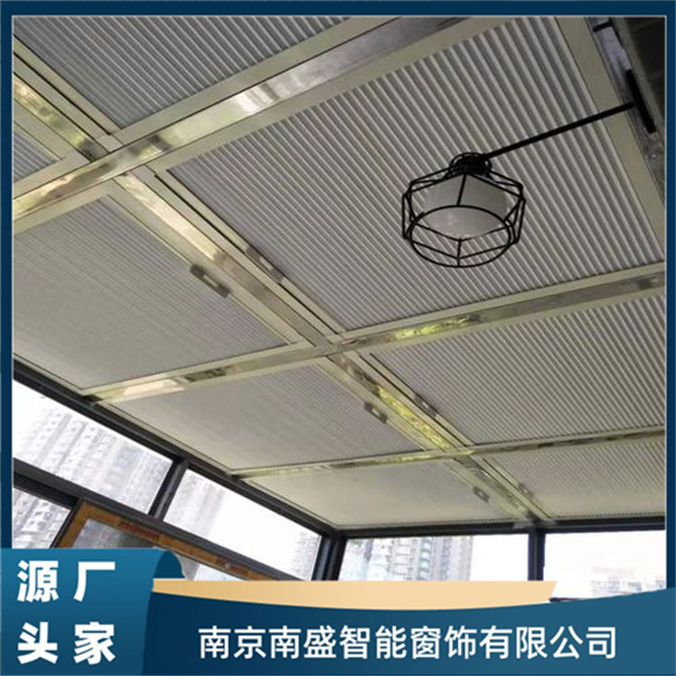 阳光房手动蜂巢帘 全遮光室内遮阳帘 隔热防晒电动天棚帘厂家安装