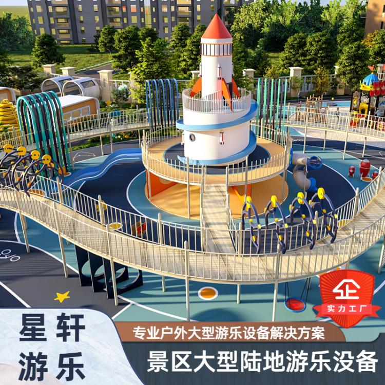 星轩 景区室外造型设施儿童游乐设备木质户外大型不锈钢组合滑梯