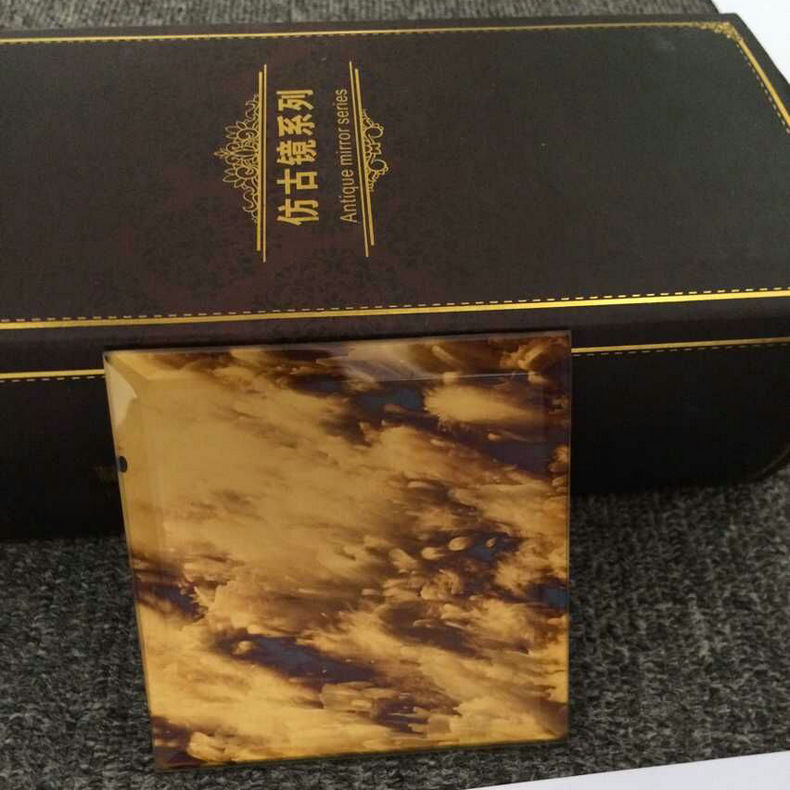 琪艺 背景墙装饰玻璃仿古镜定制 浴室艺术隔断加工