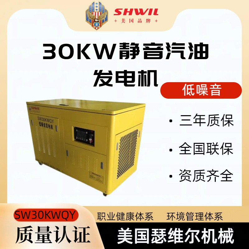 美国瑟维尔30KW静音汽油发电机 低噪音 生产厂家