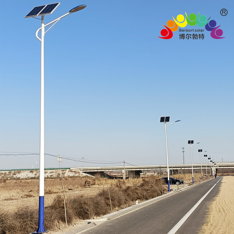博尔勃特热镀锌8米太阳能路灯乡村振兴道路照明led中国结路灯杆