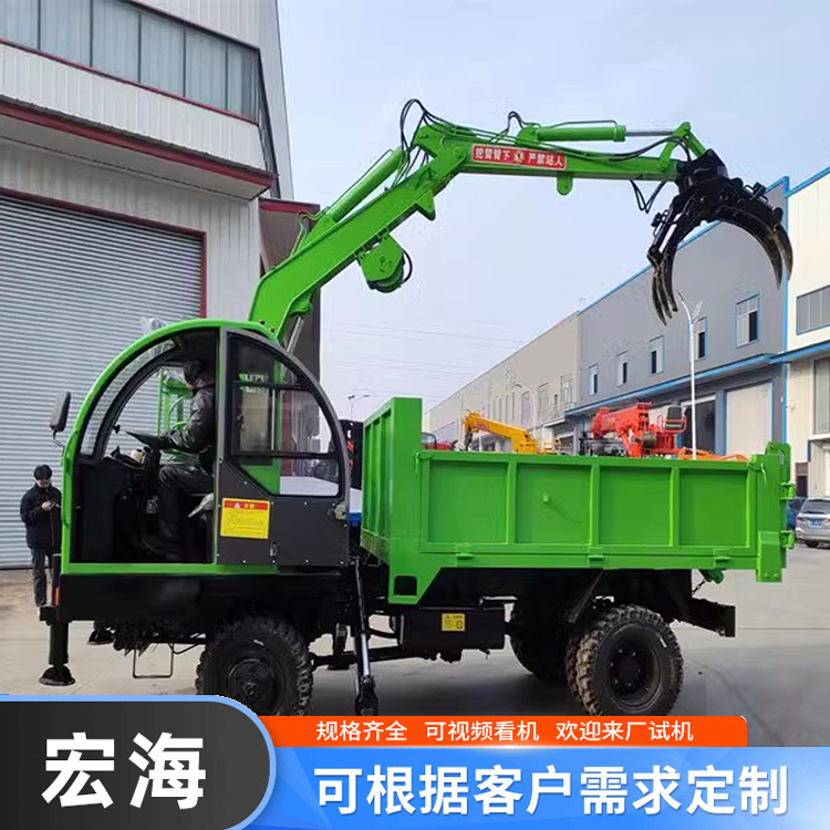 抓毛竹甘蔗抓木机 抓木材自卸运输车 四驱柴油随车抓 宏海