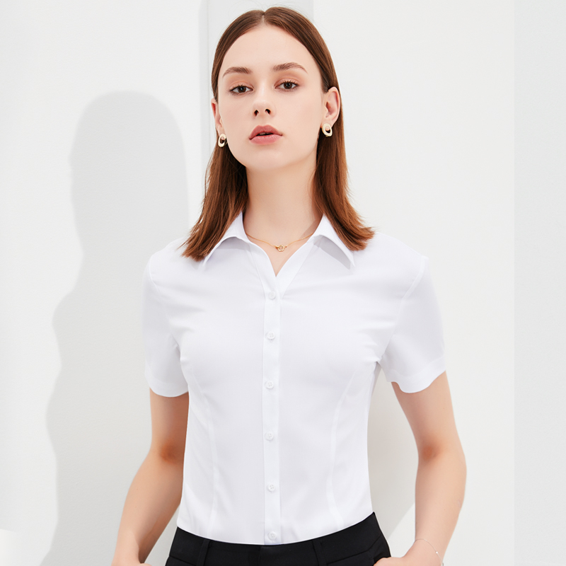 竹纤维80S女款短袖衬衫 企业工作服 支持量体定制 面料可选