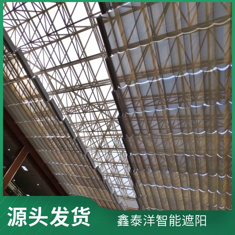 玻璃顶天棚帘 阳光房采光顶电动遮阳帘 室外遮阳蓬 天幕棚厂家