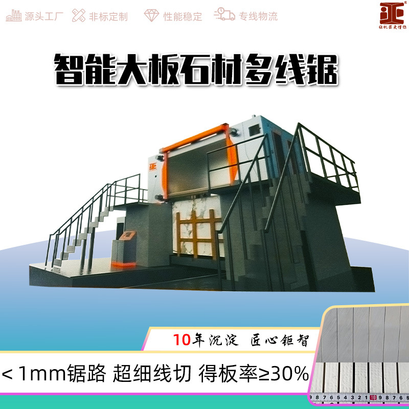 石材线锯机 大理石大板全自动多线分片机器 艾正金刚线锯切割设备