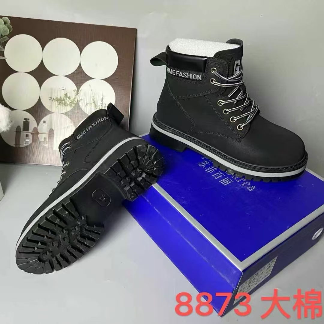 2024年秋新款马丁靴男鞋冬季高帮靴子男士加厚棉鞋加绒保暖雪地靴